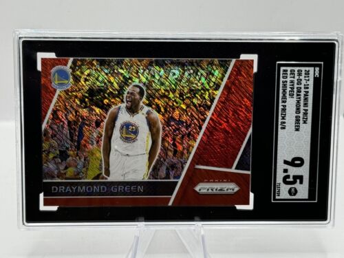 2017-18 Panini Prizm Get Hyped! Red Shimmer Prizm Draymond Green 8/8 SGC 9.5