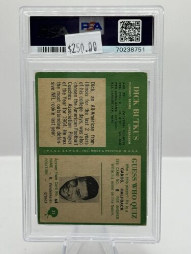 1966 Philadelphia #31 Dick Butkus Chicago Bears PSA 3