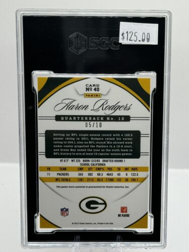 2012 Panini Certified Material Mirror Red #40 Aaron Rodgers Patch 5/10 SGC 9.5