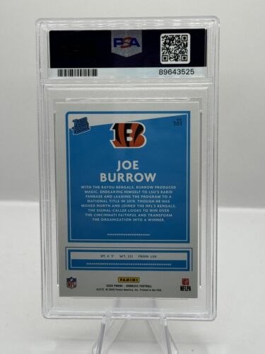 2020 Panini Donruss Rated Rookie Yellow Press Proof #301 Joe Burrow PSA 9