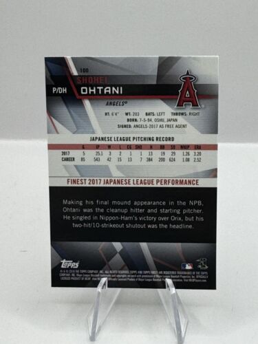 2018 Topps Finest RC #100 Shohei Ohtani Los Angeles Angels