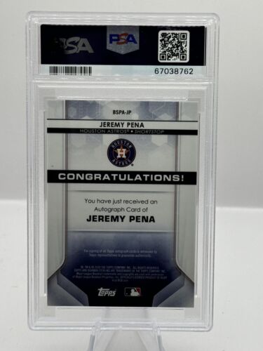 2020 Bowman Sterling Gold Refractor Jeremy Pena Auto Houston Astros 09/50 PSA 9