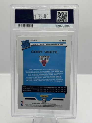 2019-20 Donruss Optic Rated Rookie Choice Prizm #180 Coby White Bulls PSA 10