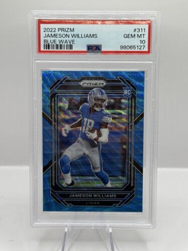 2022 Panini Prizm Blue Wave Prizm RC #311 Jameson Williams 024/199 PSA 10