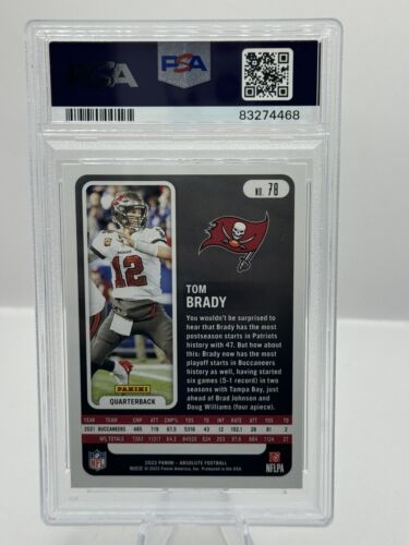 2022 Panini Absolute #78 Tom Brady Tampa Bay Buccaneers PSA 10