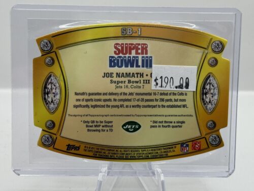 2011 Topps Super Bowl III Die Cut #1 Joe Namath Auto New York Jets