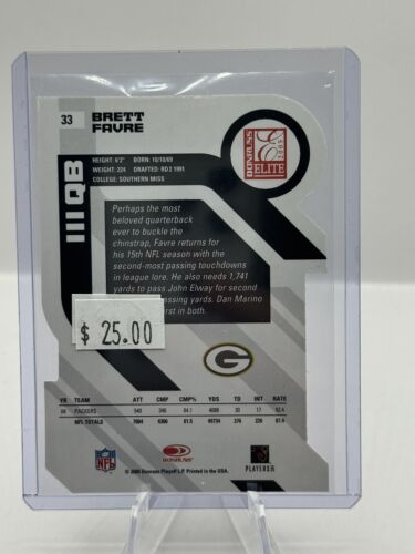 2005 Donruss Elite Die Cut Aspirations #33 Brett Favre Green Bay Packers 09/96