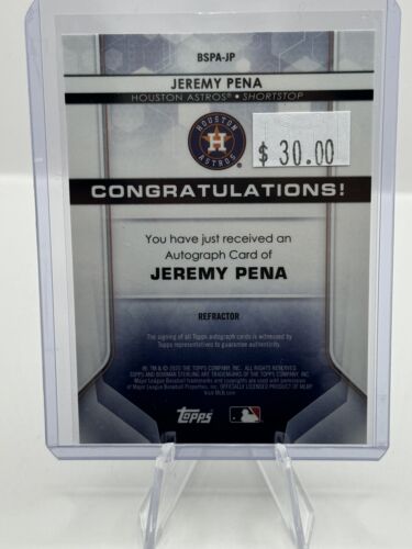 2020 Bowman Sterling Refractor Jeremy Pena Auto Houston Astros 120/150