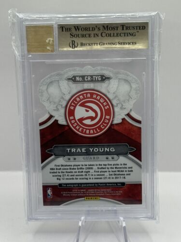 2018-19 Panini Crown Royale Red Die Cut #16 Trae Young Auto 83/99 BGS 9.5