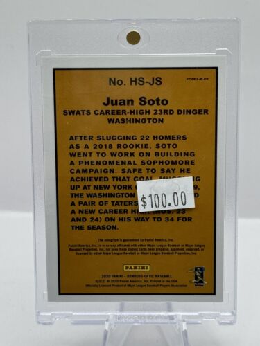 2020 Donruss Optic Pink Laser Prizm Juan Soto Auto Washington Nationals