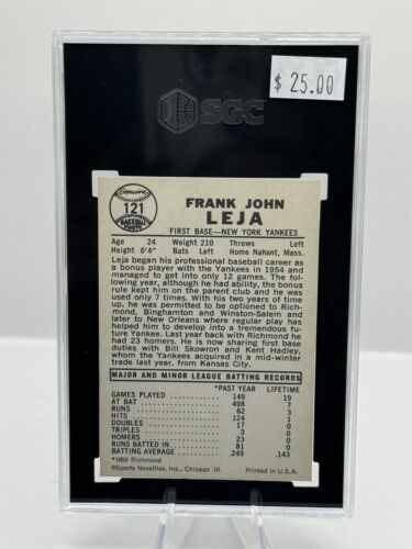 1960 Leaf #121 Frank Leja New York Yankees SGC 6