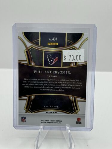 2023 Panini Select Tie Dye Prizm RC #437 Will Anderson Jr. Houston Texans 17/25