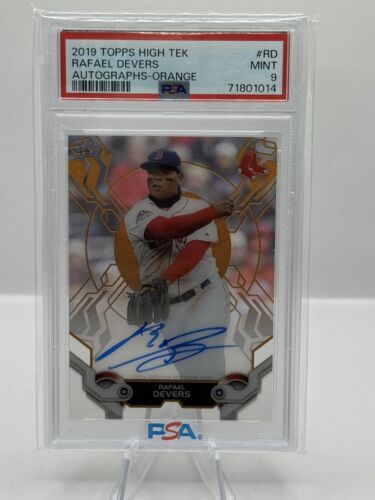 2019 Topps High Tek Orange Rafael Devers Auto Boston Red Sox 16/25 PSA 9