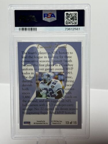 1994 Fleer Flair Ultra Hot Numbers #13 Emmitt Smith Dallas Cowboys PSA 9