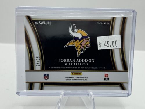 2023 Panini Select Tie Dye Prizm RC Jordan Addison Patch Minnesota Vikings 24/25