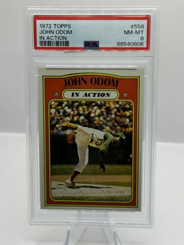 1972 Topps In Action #558 John Odom Oakland Athletics PSA 8