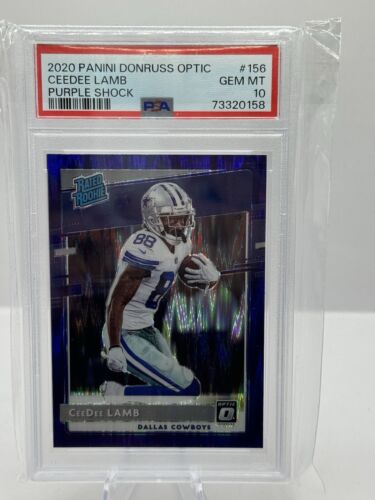 2020 Donruss Optic Rated Rookie Purple Shock Prizm #156 CeeDee Lamb PSA 10