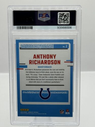 2023 Panini Donruss Rated Rookies Portrait #2 Anthony Richardson Colts PSA 10