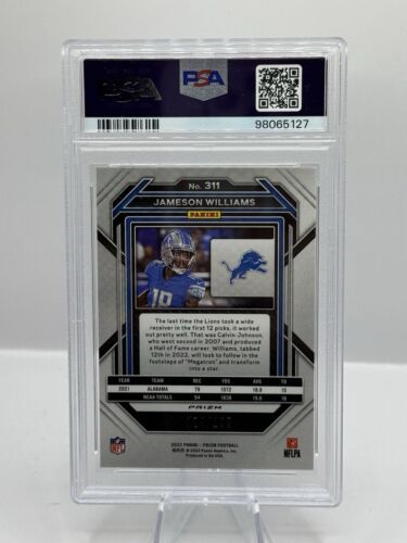 2022 Panini Prizm Blue Wave Prizm RC #311 Jameson Williams 024/199 PSA 10