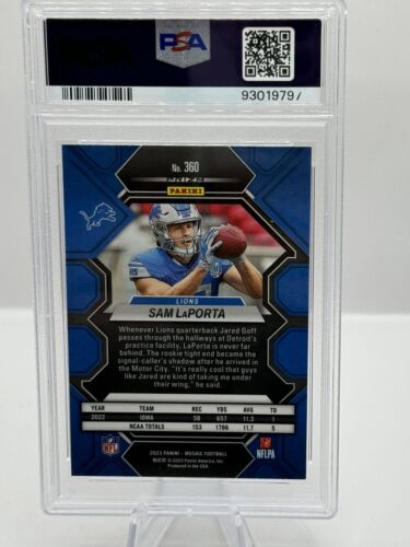 2023-24 Panini Mosaic Camo Pink Prizm RC #360 Sam LaPorta Detroit Lions PSA 10