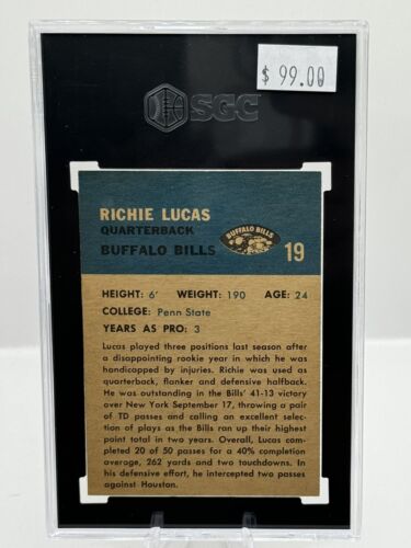 1962 Fleer #19 Richie Lucas Buffalo Bills SGC 9