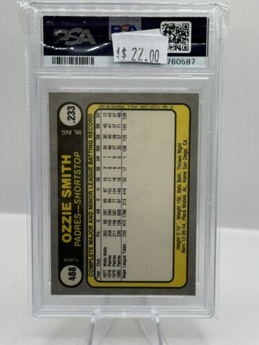 1981 Fleer #488 Ozzie Smith San Diego Padres PSA 9