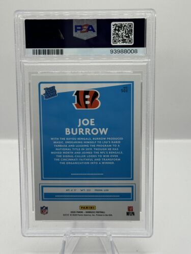 2020 Panini Donruss Rated Rookie #301 Joe Burrow Cincinnati Bengals PSA 10