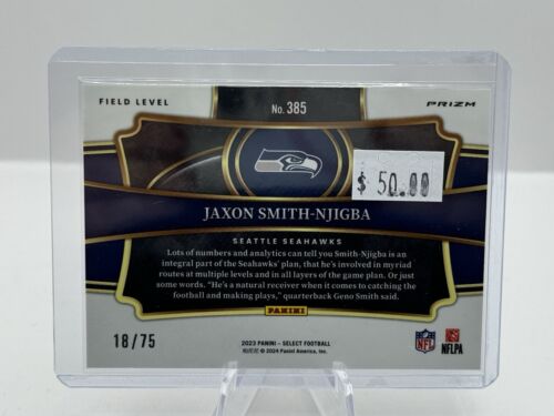 2023 Panini Select Field Level Tri-Color Prizm RC #385 Jaxon Smith-Njigba 18/75