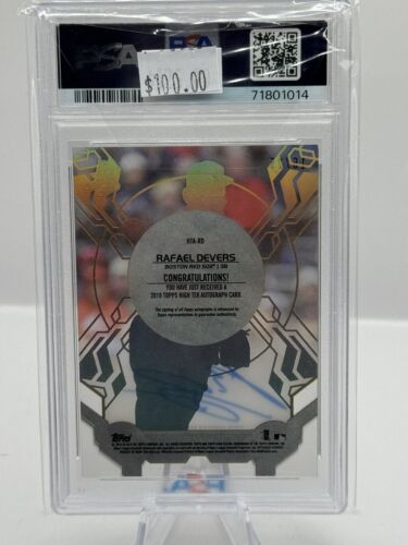 2019 Topps High Tek Orange Rafael Devers Auto Boston Red Sox 16/25 PSA 9