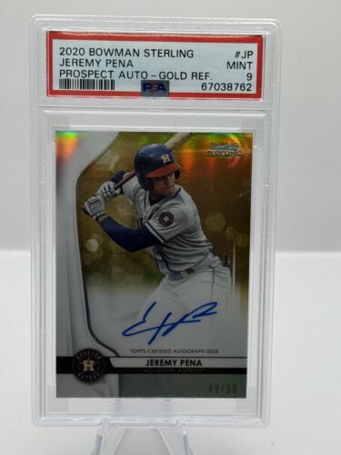 2020 Bowman Sterling Gold Refractor Jeremy Pena Auto Houston Astros 09/50 PSA 9