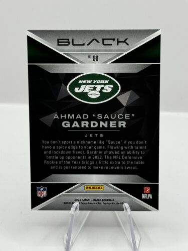 2023 Panini Black #88 Ahmad "Sauce" Gardner New York Jets 01/10