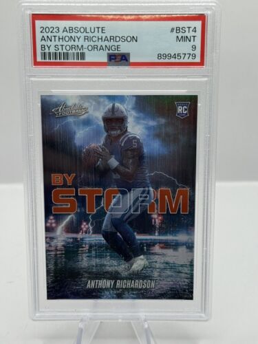 2023 Panini Absolute RC By Storm Orange #4 Anthony Richardson 61/75 PSA 9