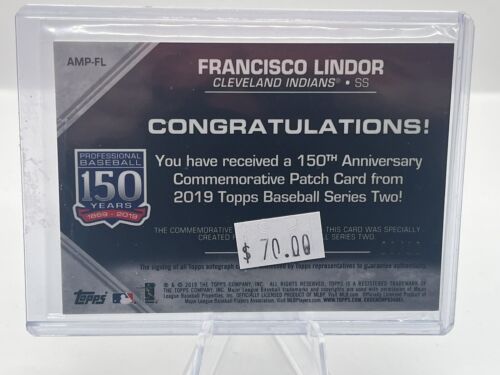 2019 Topps Commemorative Patch Francisco Lindor Auto Cleveland Indians 09/10