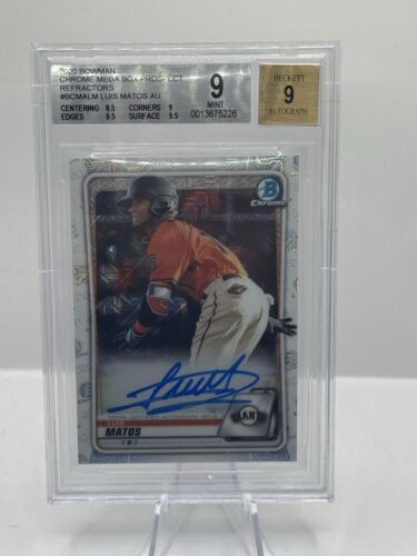 2020 Bowman Chrome Mega Box Refractor Luis Matos Auto San Francisco Giants BGS 9