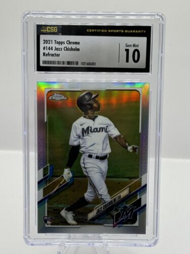 2021 Topps Chrome Refractor RC #144 Jazz Chisholm Miami Marlins CSG 10