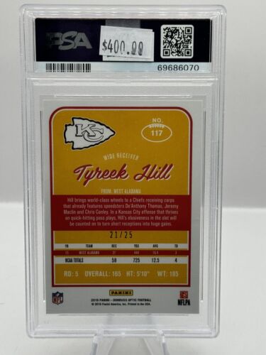 2016 Donruss Optic Rookie Black #117 Tyreek Hill Auto 21/25 PSA/DNA 10 Auto