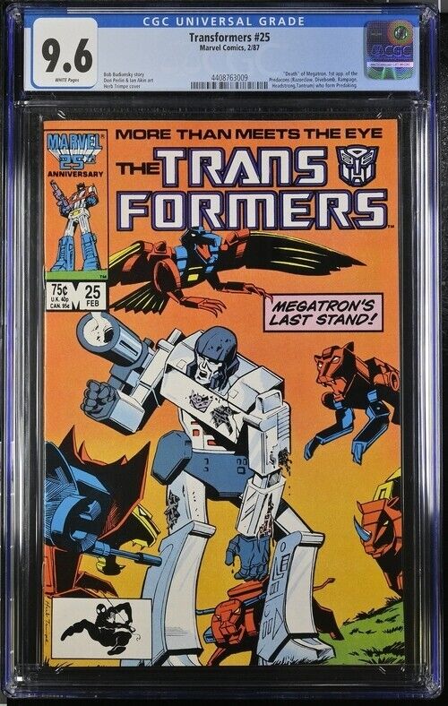 1987 Marvel Comics #25 Transformers "Death" of Megatron CGC 9.6