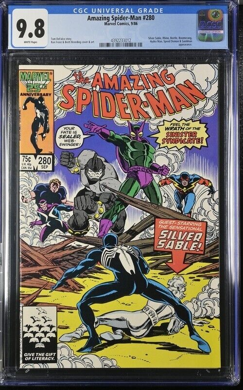 1986 Marvel Comics #280 Amazing Spider-Man Silver Sable CGC 9.8