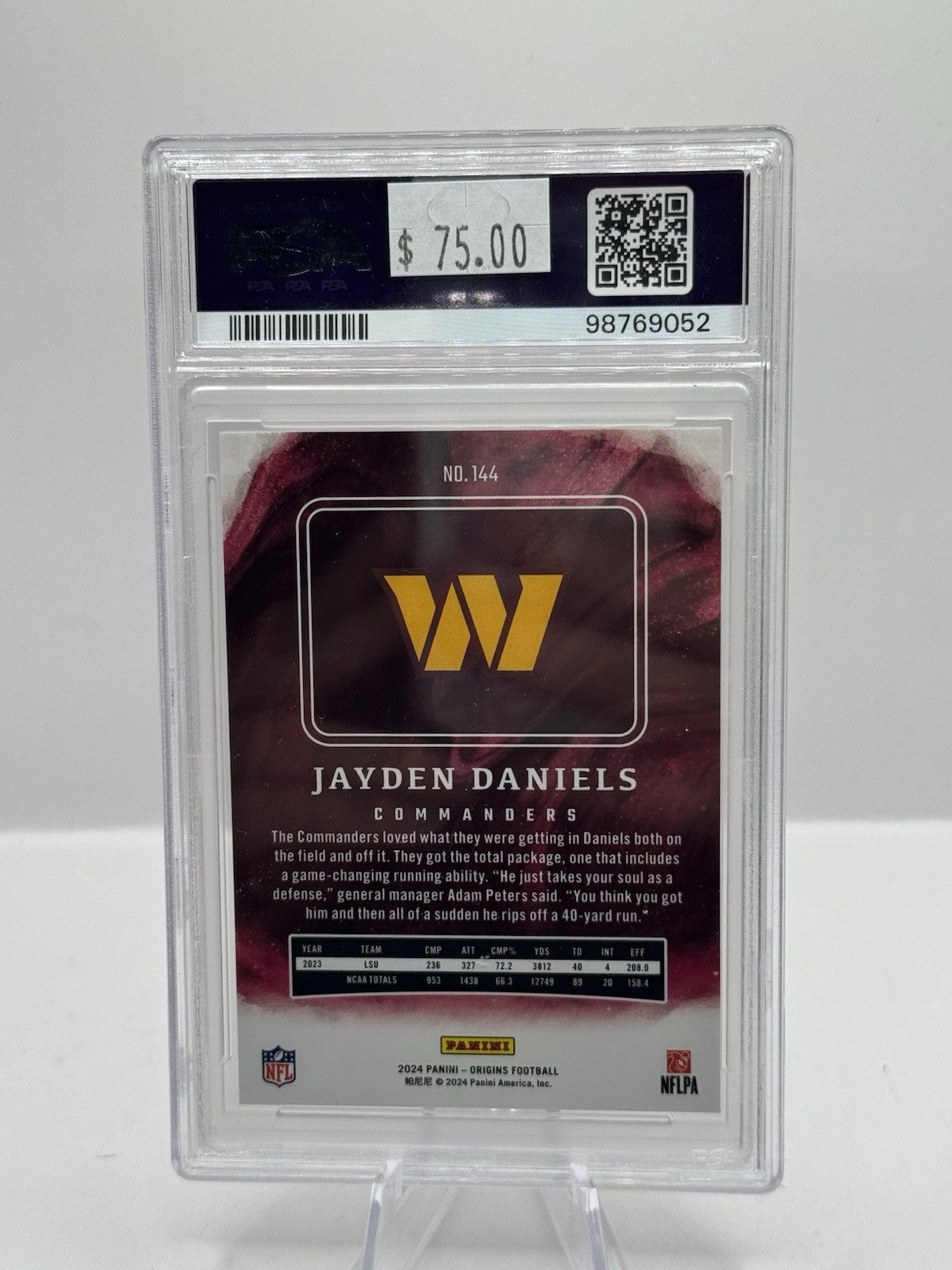 Jayden Daniels RC PSA 9 2024 Panini Origins #144 Washington Commanders