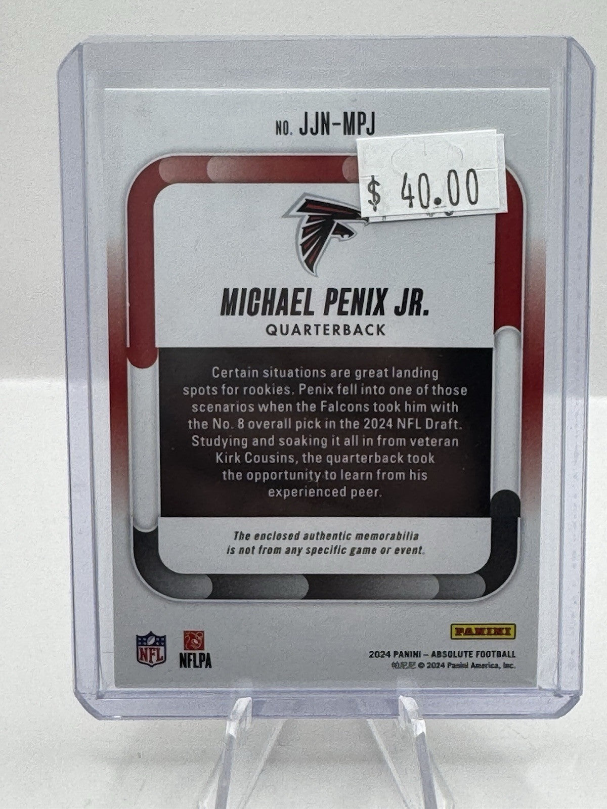 Michael Penix Jr. RC 3 Color Patch 23/49 2024 Panini Absolute Atlanta Falcons